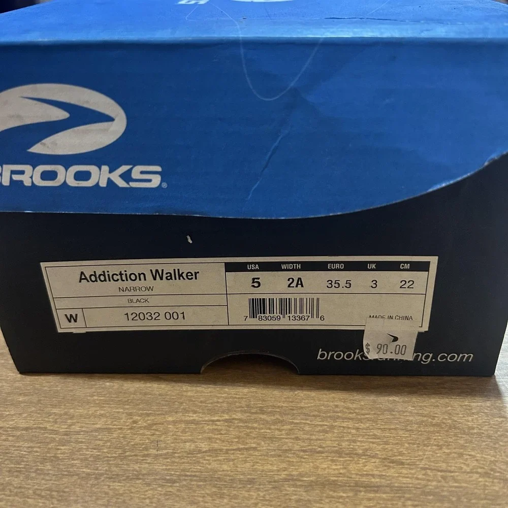 Brooks Addiction Walker Shoes Womens Size 5 Narrow Black Leather Walking Comfort